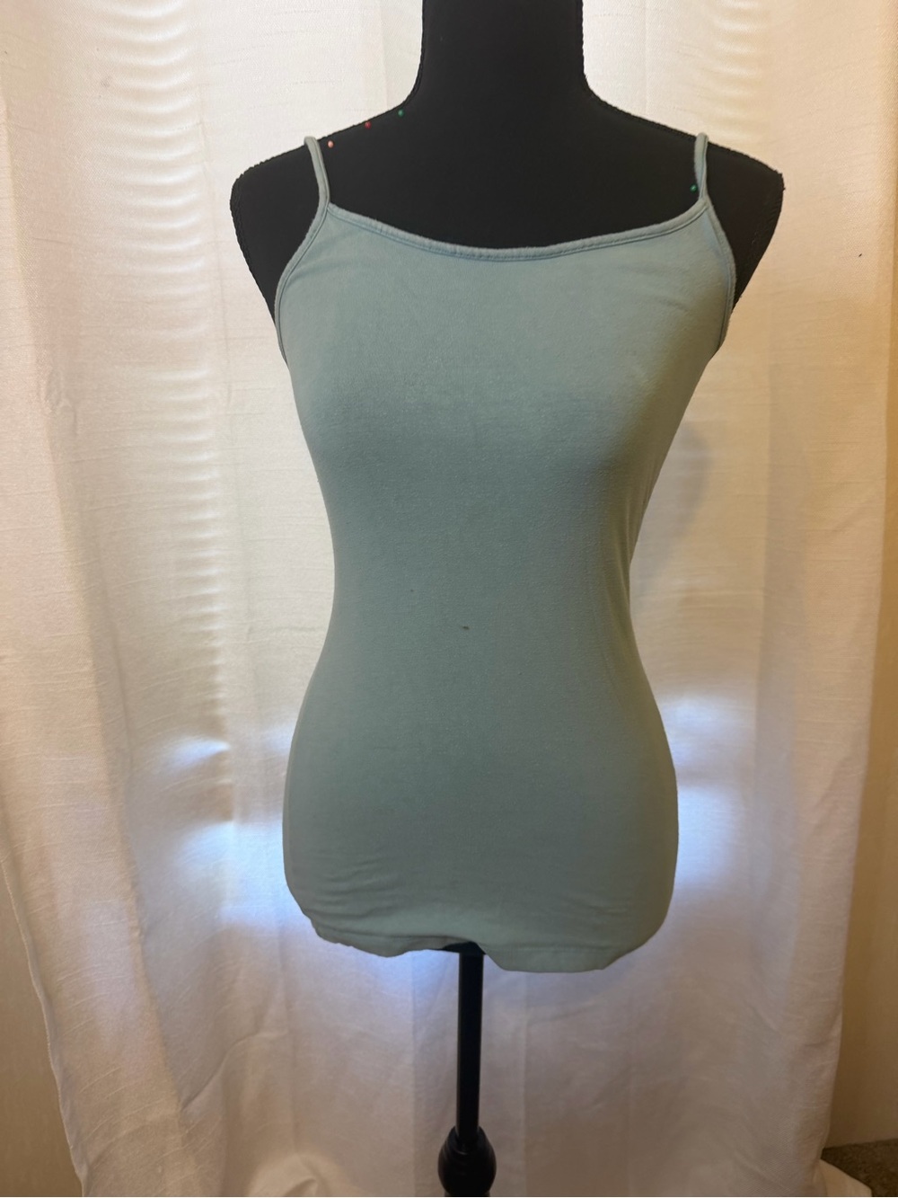 Time and Tru Light Sage Green Slim Spaghetti Strap Tank